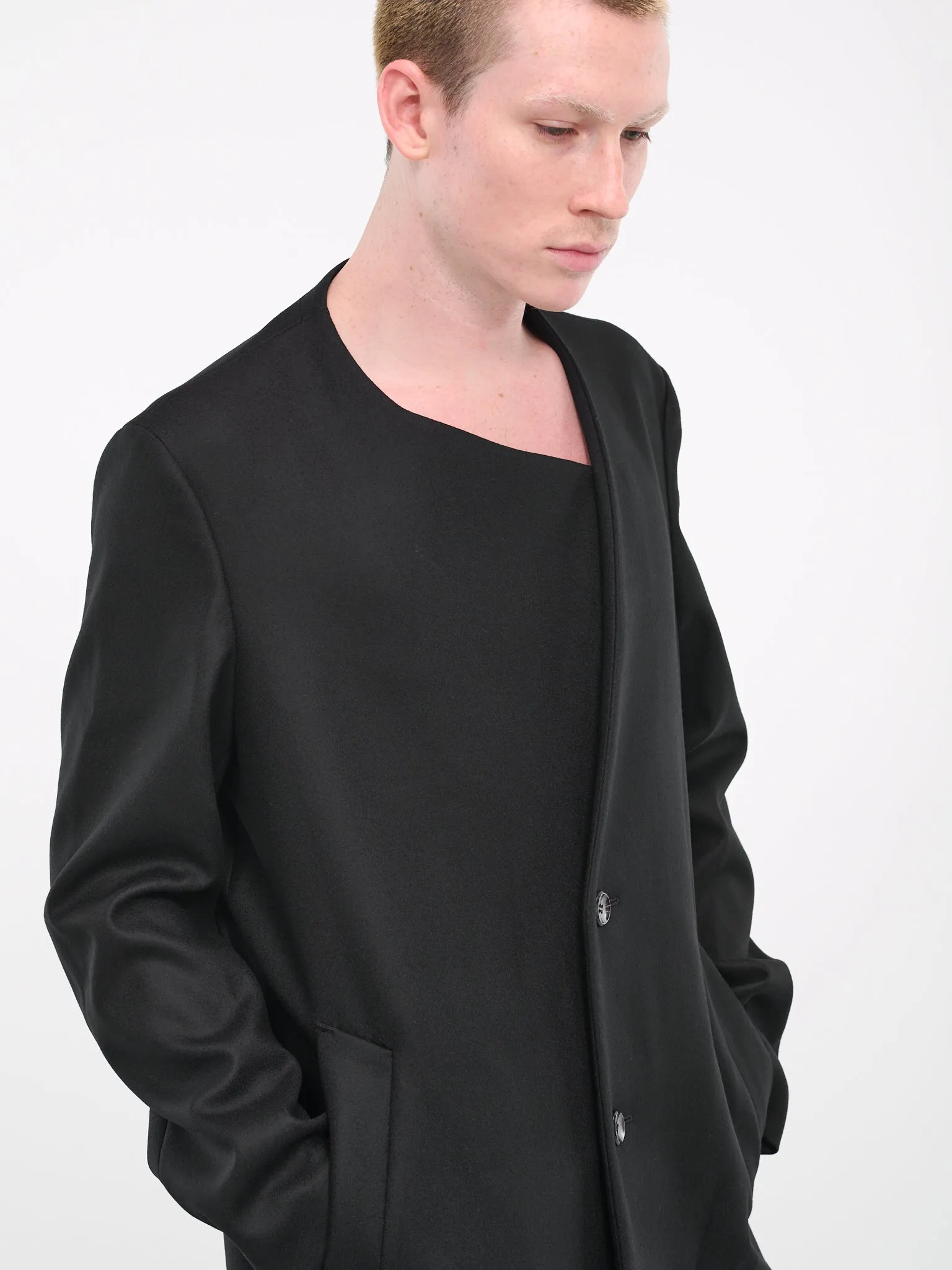 Collarless Coat (AC32-005-BLACK)