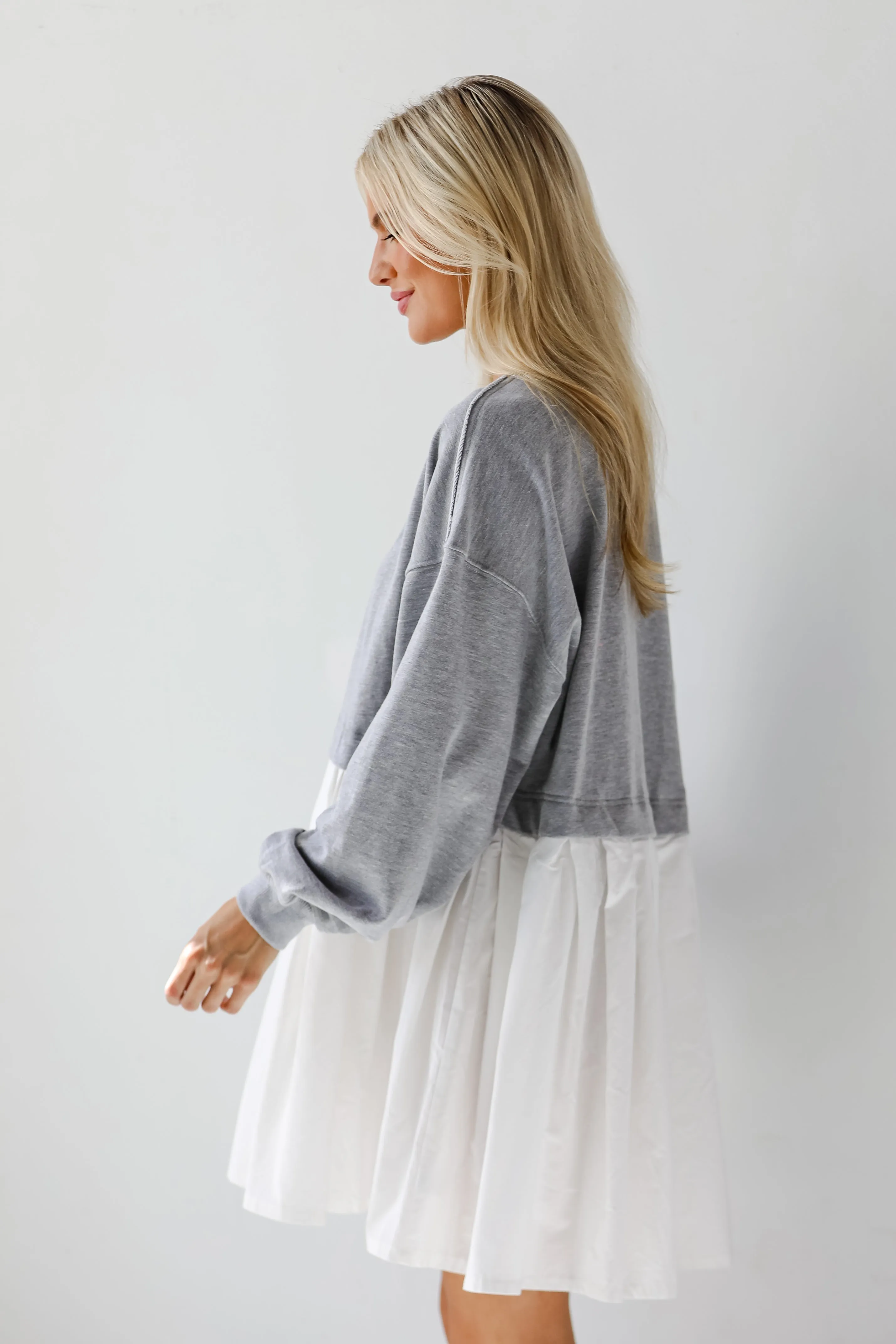 Contemporary Elegance Heather Grey Sweatshirt Dress