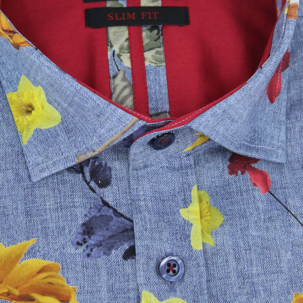 Daisies On Indigo Button Down Shirt