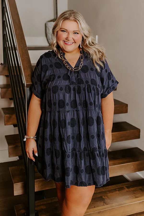 Dancing In The Sun Babydoll Dress In Navy Curves