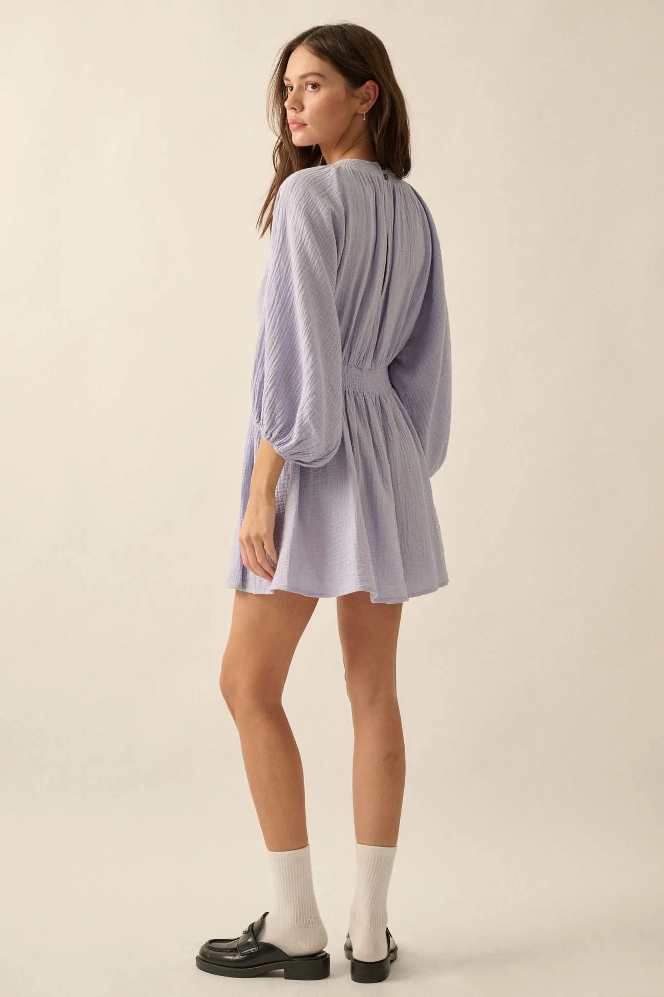 Dawn of Love Crinkle Cotton Kimono Mini Dress