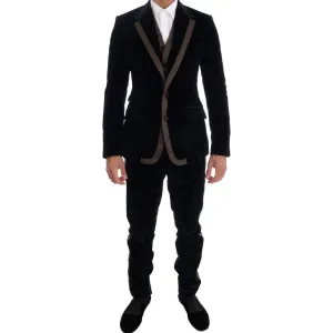 Dolce & Gabbana Elegant Blue Three-Piece Slim Fit Suit