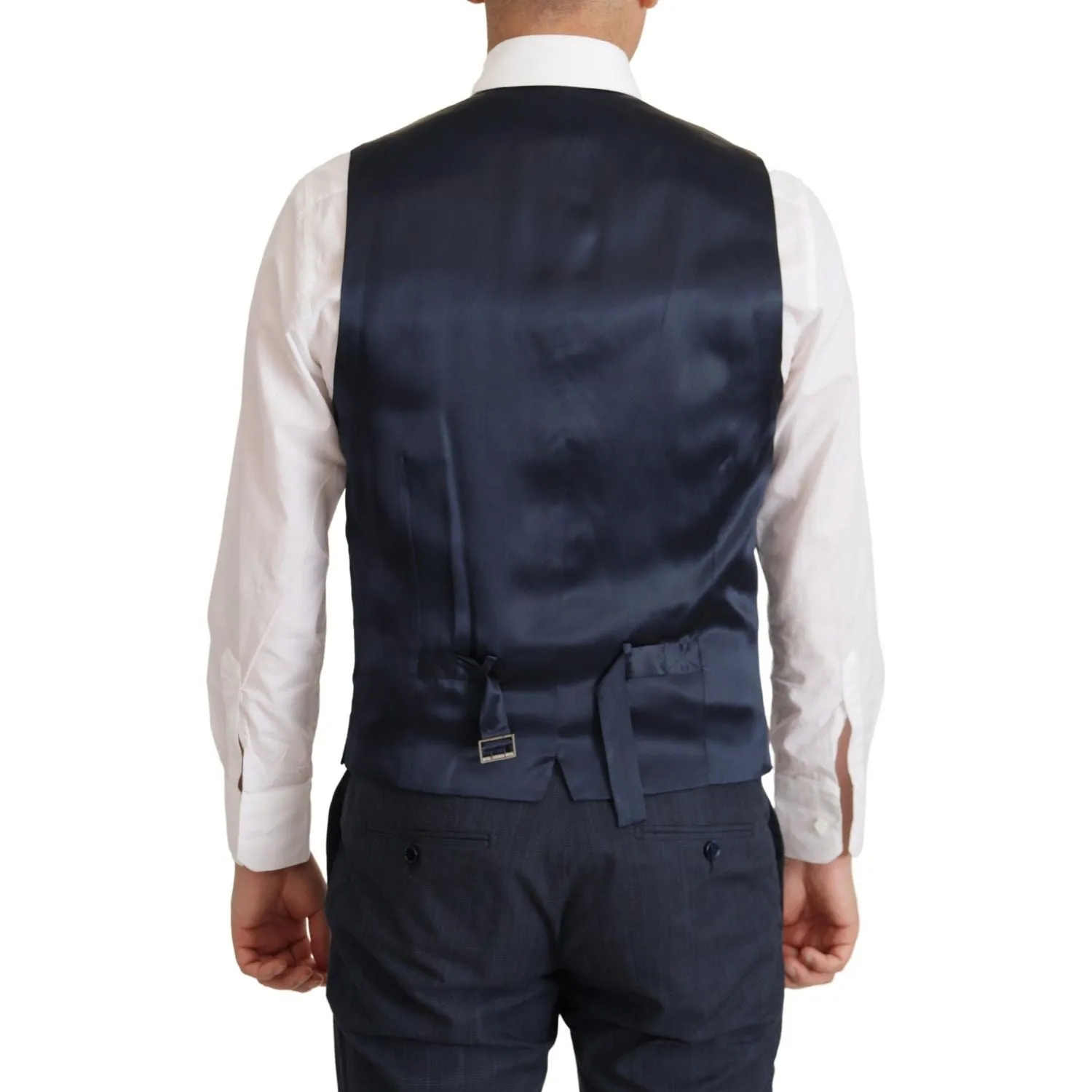 Dolce & Gabbana Elegant Dark Blue Cotton Three Piece Martini Suit