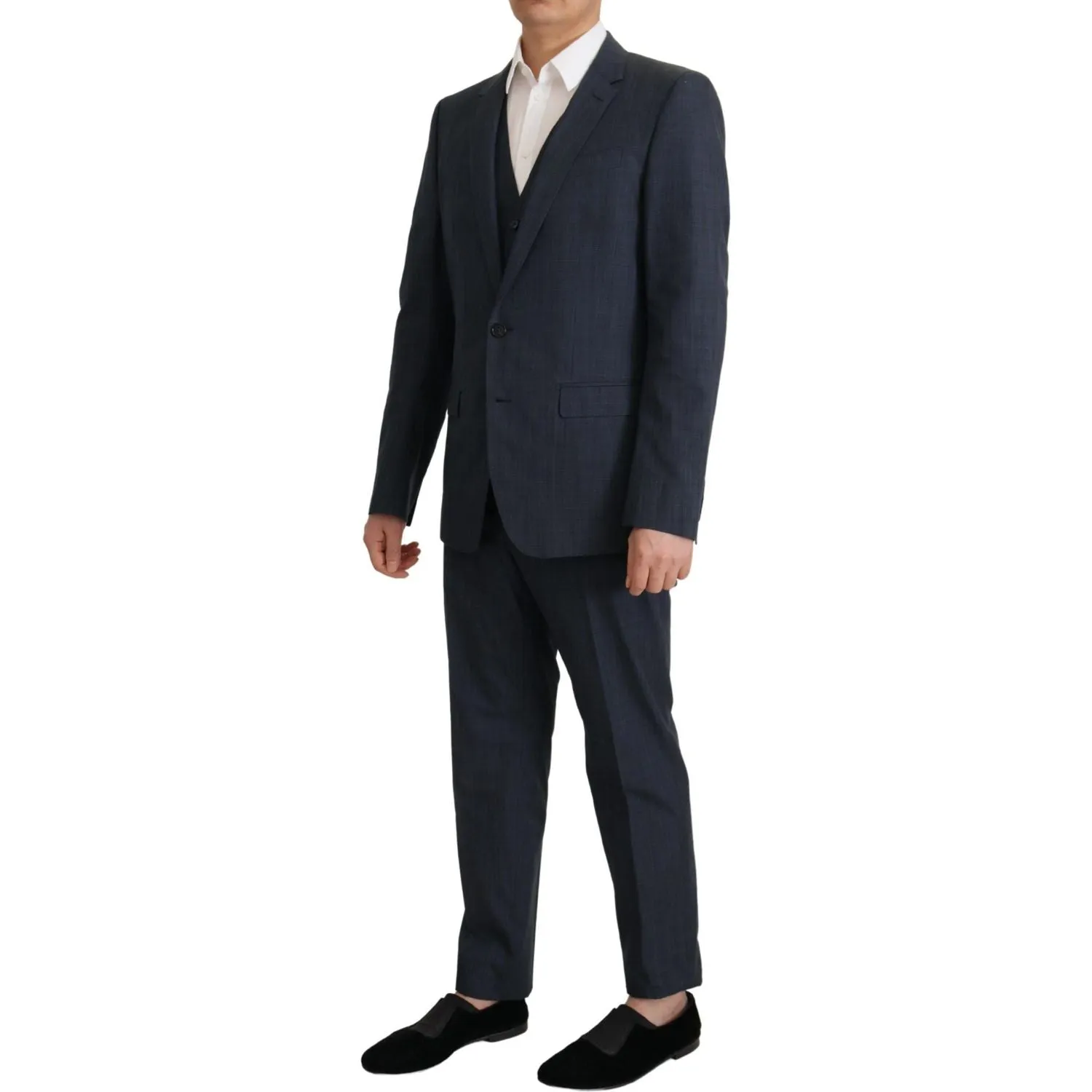 Dolce & Gabbana Elegant Dark Blue Cotton Three Piece Martini Suit