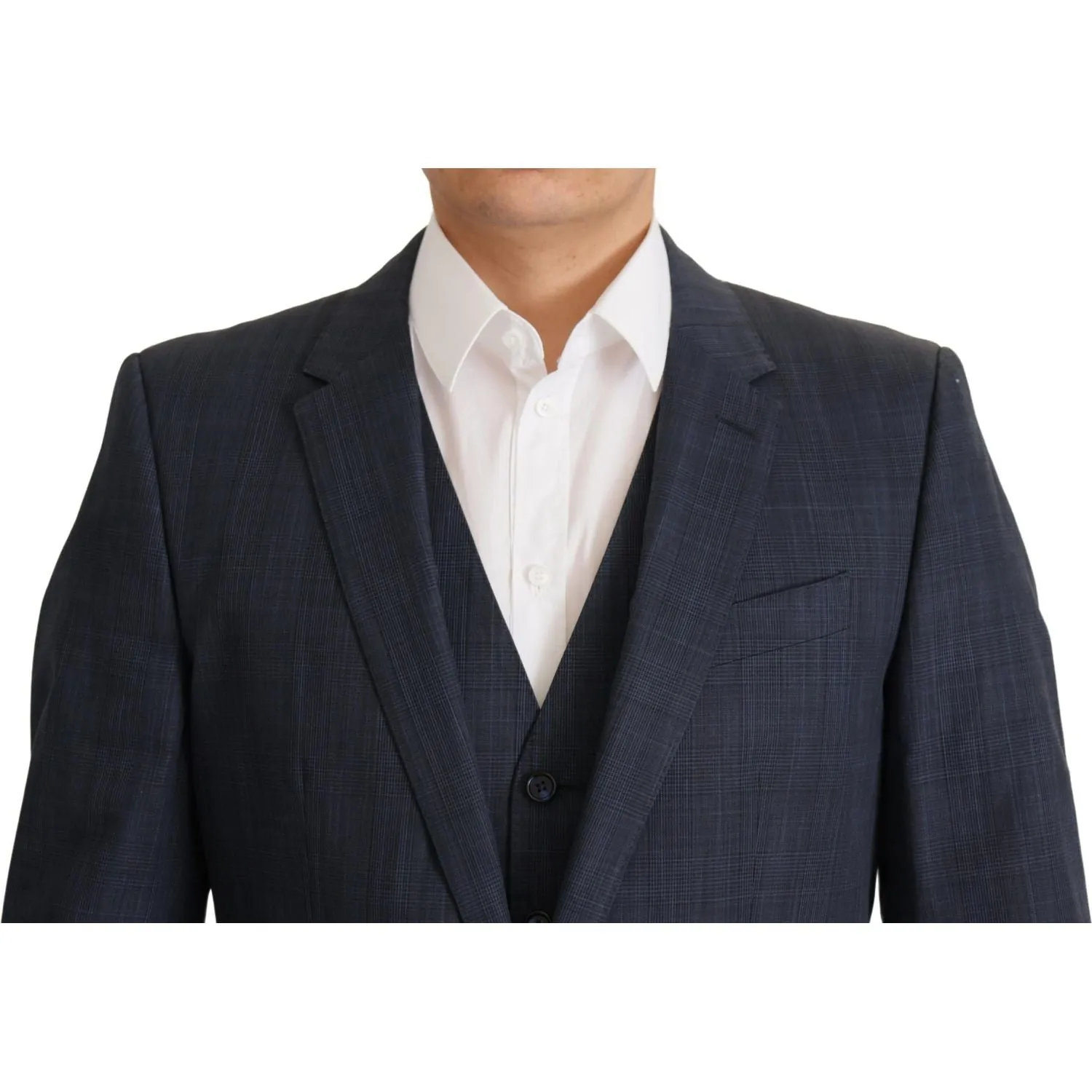 Dolce & Gabbana Elegant Dark Blue Cotton Three Piece Martini Suit