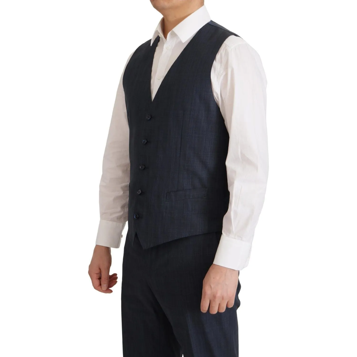 Dolce & Gabbana Elegant Dark Blue Cotton Three Piece Martini Suit