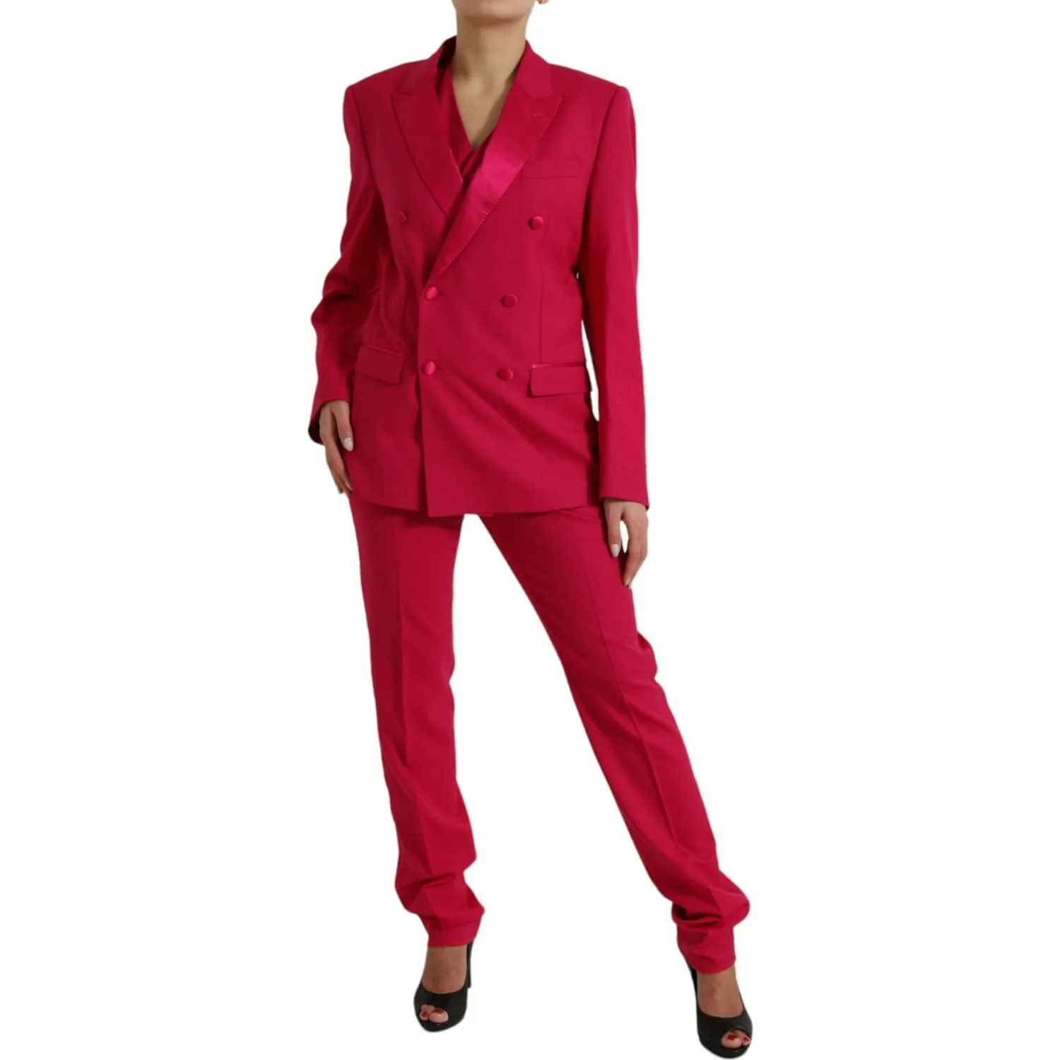 Dolce & Gabbana Elegant Red Slim Fit 3 Piece Martini Suit