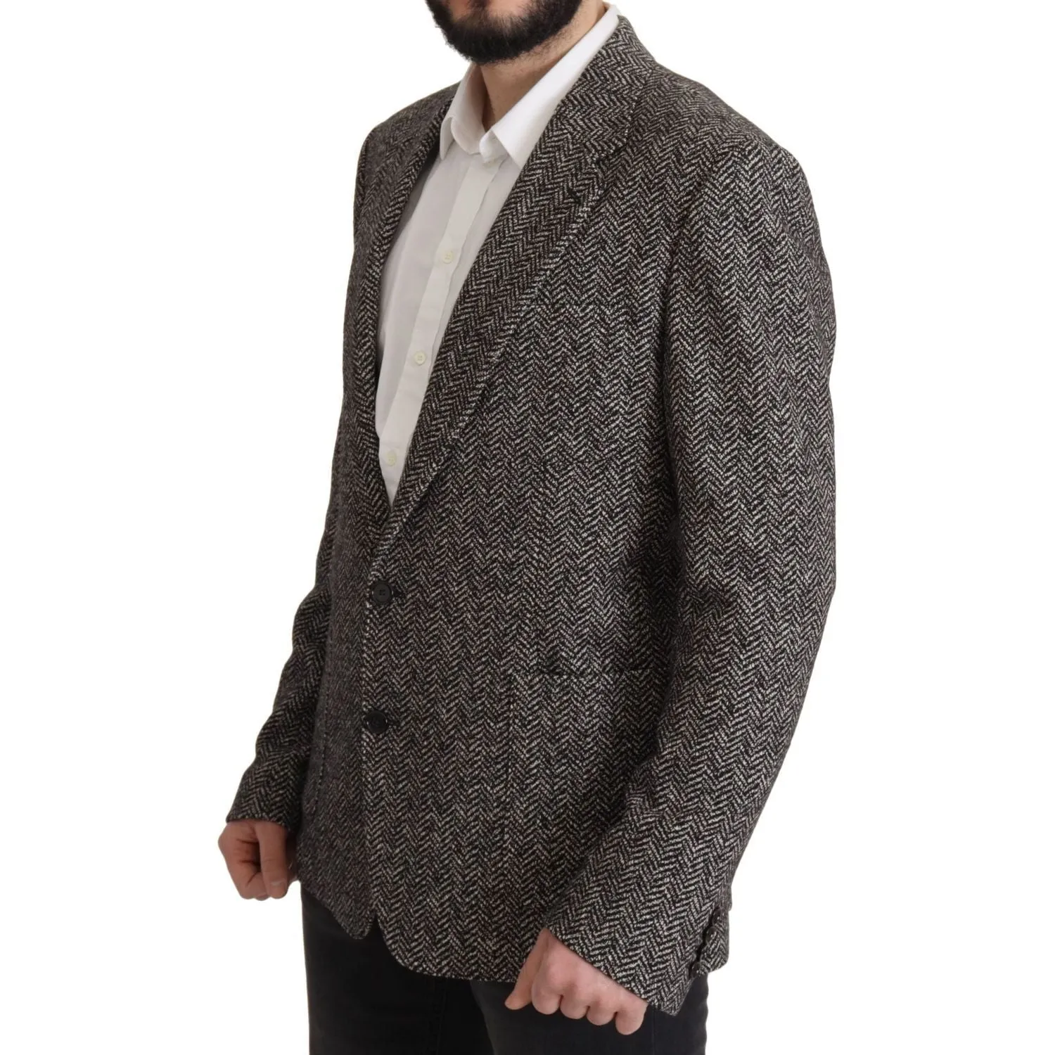 Dolce & Gabbana Exquisite Gray Herringbone Blazer Jacket