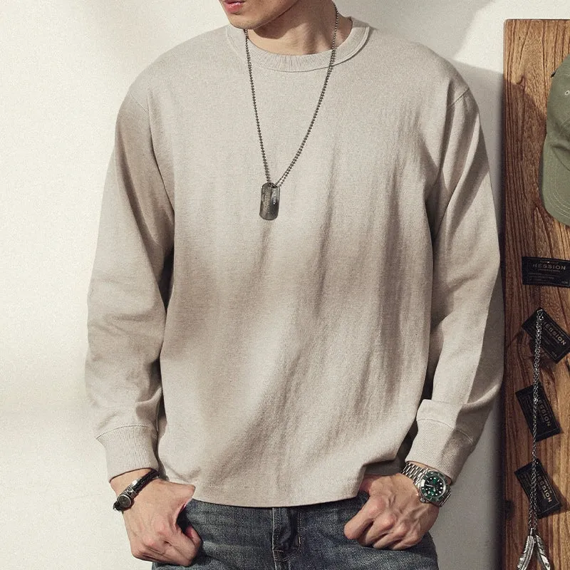 Drop Shoulder Henley Neck Bottoming Shirt