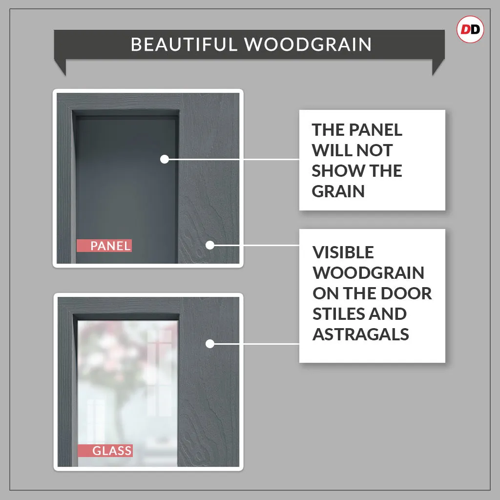 EasiKit Internal Door and Frame Kit - Aran 5 Panel Solid Wood Internal Door - Premium Primed - Colour & Glass Options