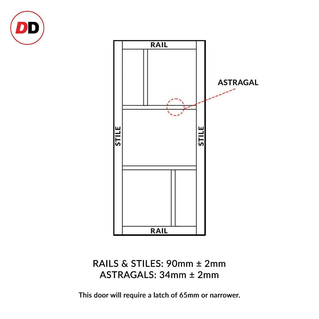 EasiKit Internal Door and Frame Kit - Aran 5 Panel Solid Wood Internal Door - Premium Primed - Colour & Glass Options