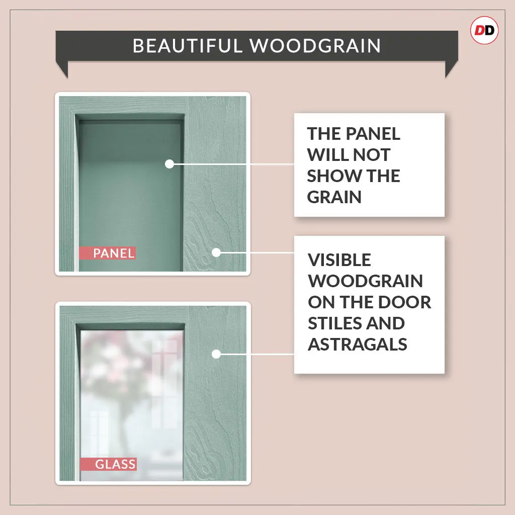 EasiKit Internal Door and Frame Kit - Avenue 2 Pane 1 Panel Solid Wood Internal Door - Premium Primed - Colour & Glass Options