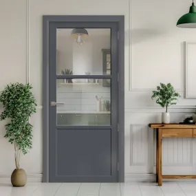 EasiKit Internal Door and Frame Kit - Berkley 2 Pane 1 Panel Solid Wood Internal Door - Premium Primed - Colour & Glass Options