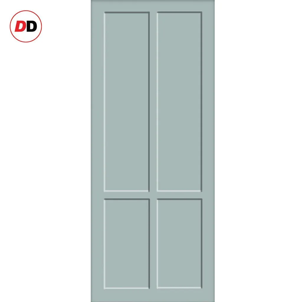 EasiKit Internal Door and Frame Kit - Bronx 4 Panel Solid Wood Internal Door - Premium Primed - Colour Options