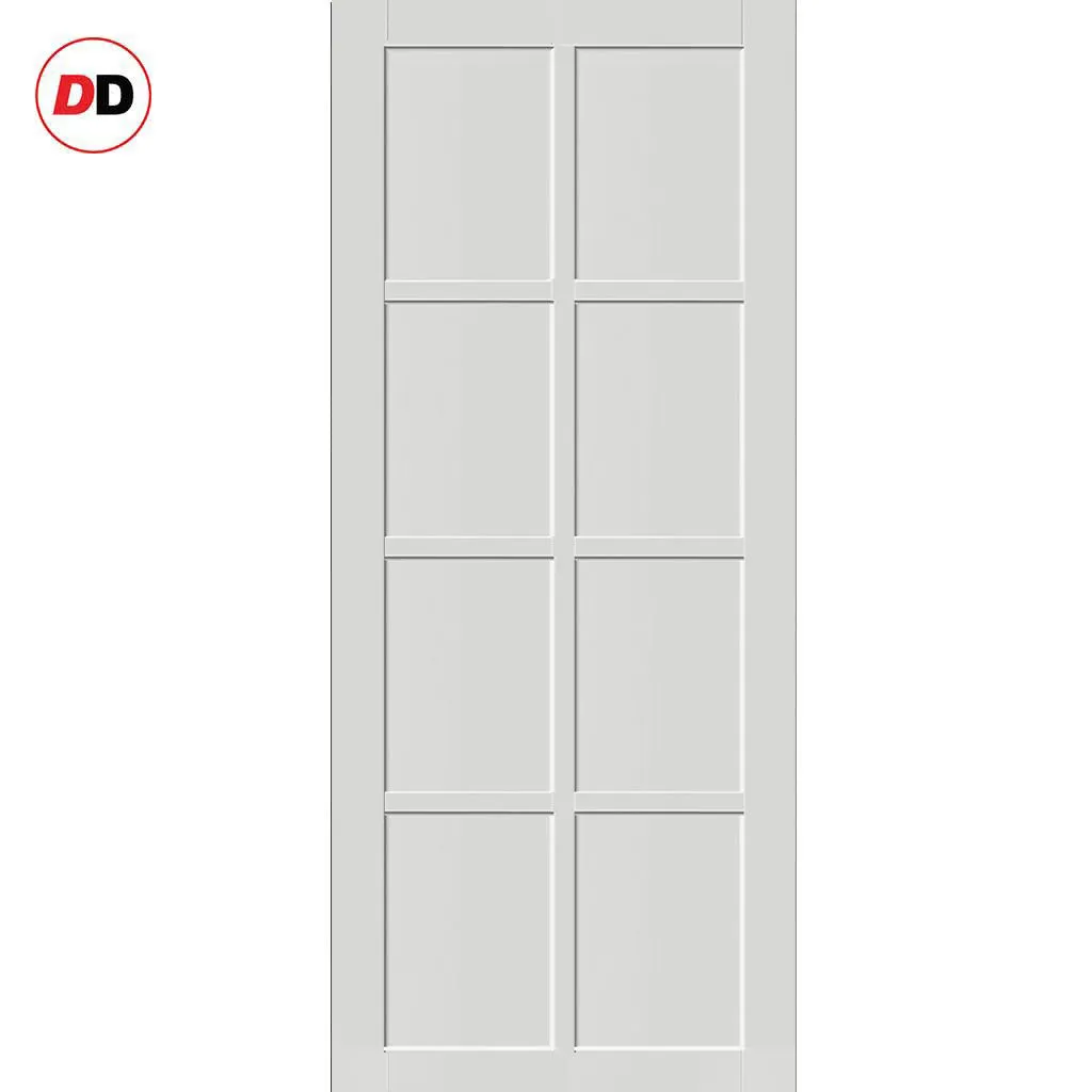 EasiKit Internal Door and Frame Kit - Perth 8 Panel Solid Wood Internal Door - Premium Primed - Colour Options