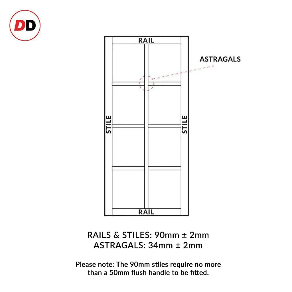 EasiKit Internal Door and Frame Kit - Perth 8 Panel Solid Wood Internal Door - Premium Primed - Colour Options