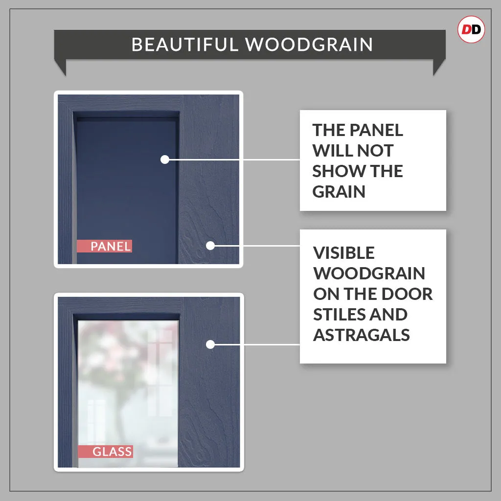 EasiKit Internal Door and Frame Kit - Staten 3 Pane 1 Panel Solid Wood Internal Door - Premium Primed - Colour & Glass Options