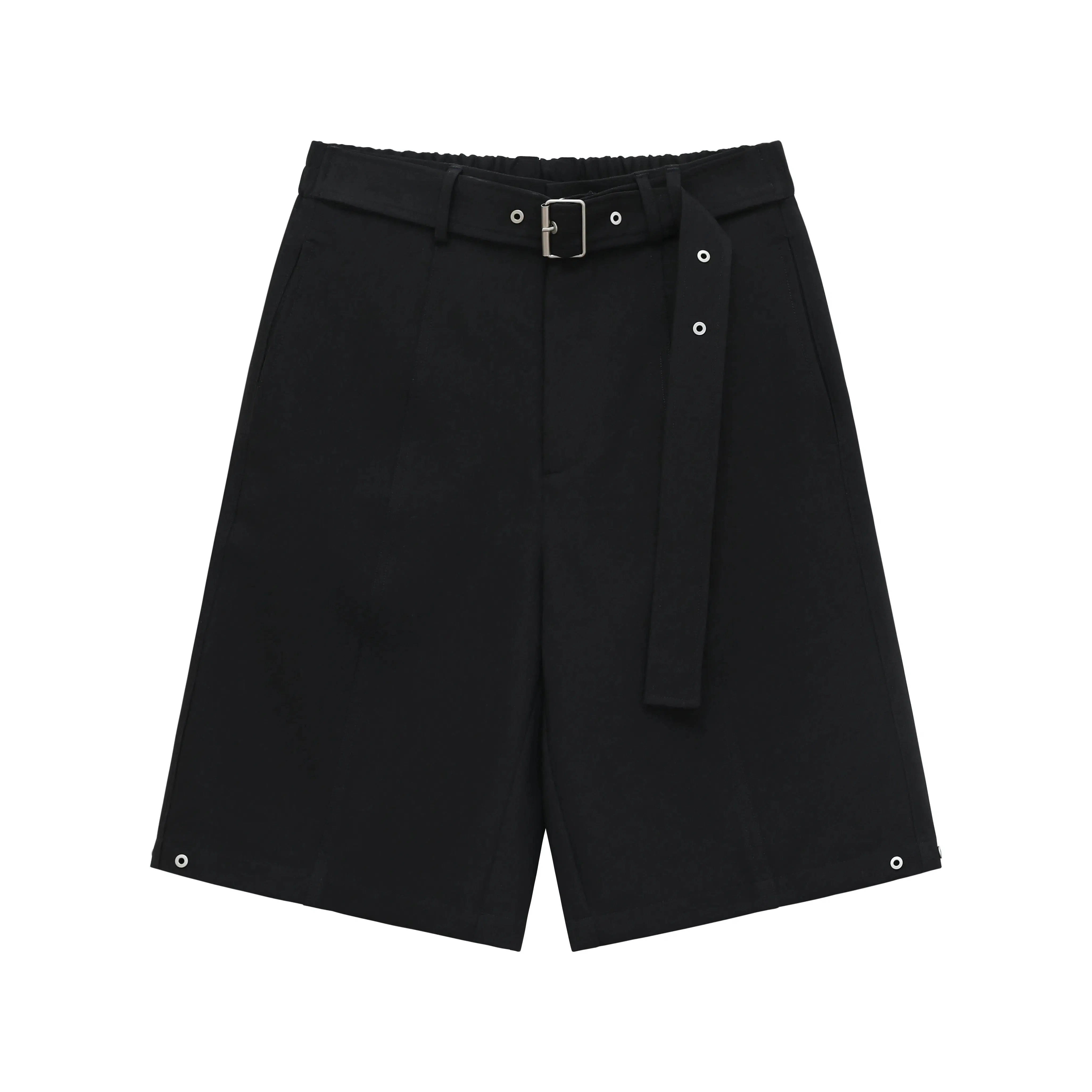 Elastic Waist Belted Culottes Shorts