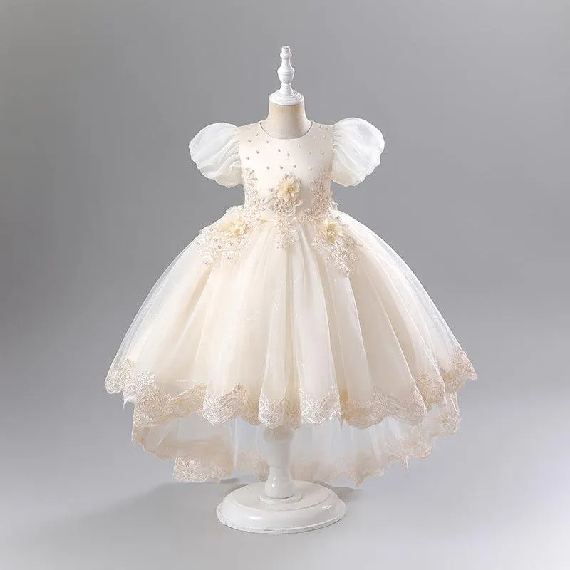 Elegant princess children's embroidered flower dress