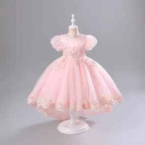 Elegant princess children's embroidered flower dress