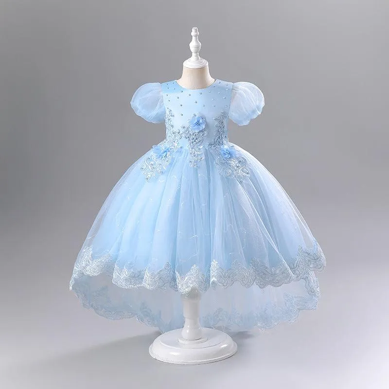 Elegant princess children's embroidered flower dress