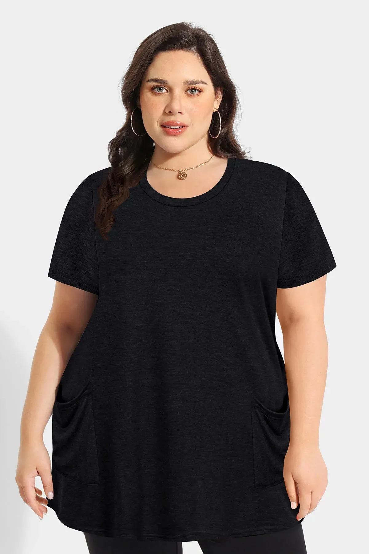 Essential Solid Loose Tunic Pockets T-Shirt