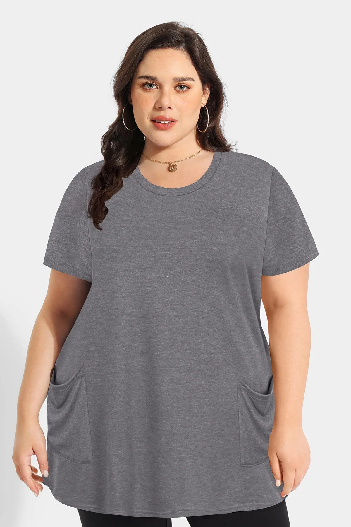 Essential Solid Loose Tunic Pockets T-Shirt