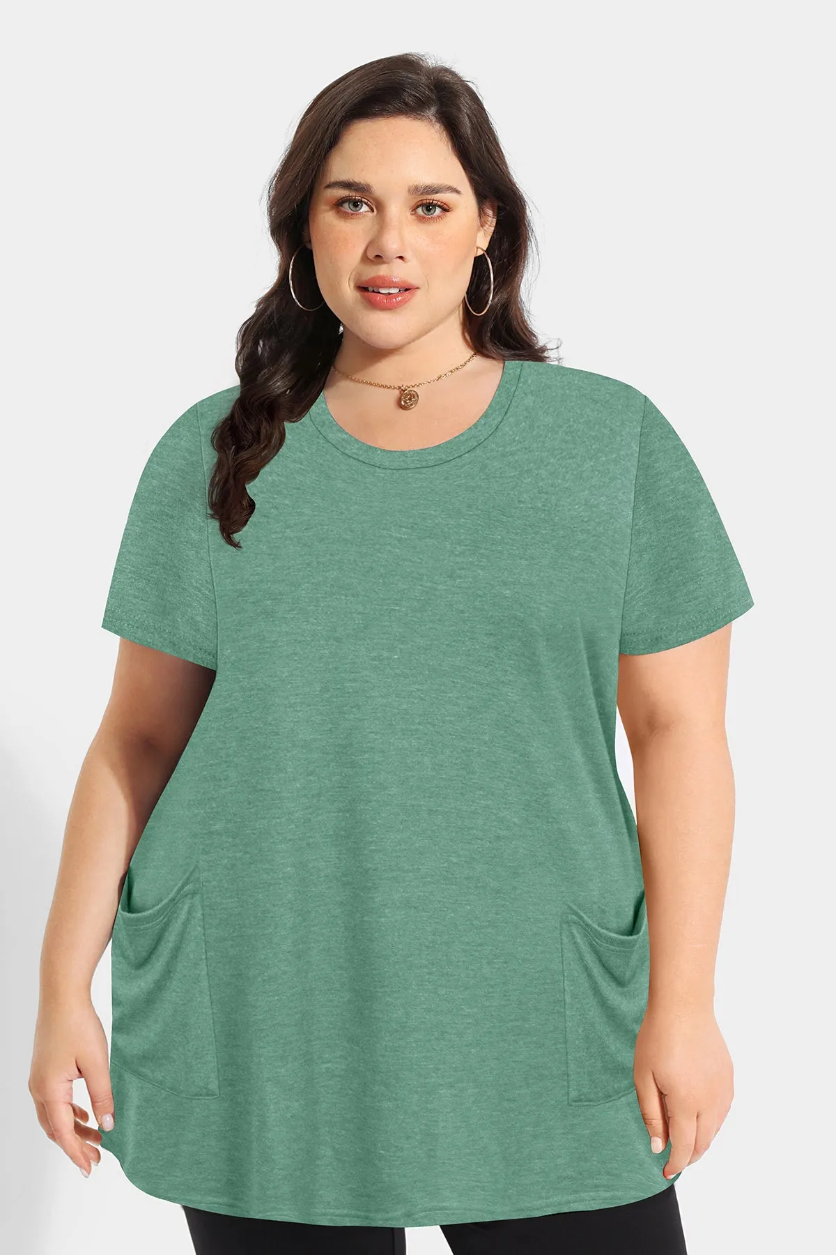 Essential Solid Loose Tunic Pockets T-Shirt