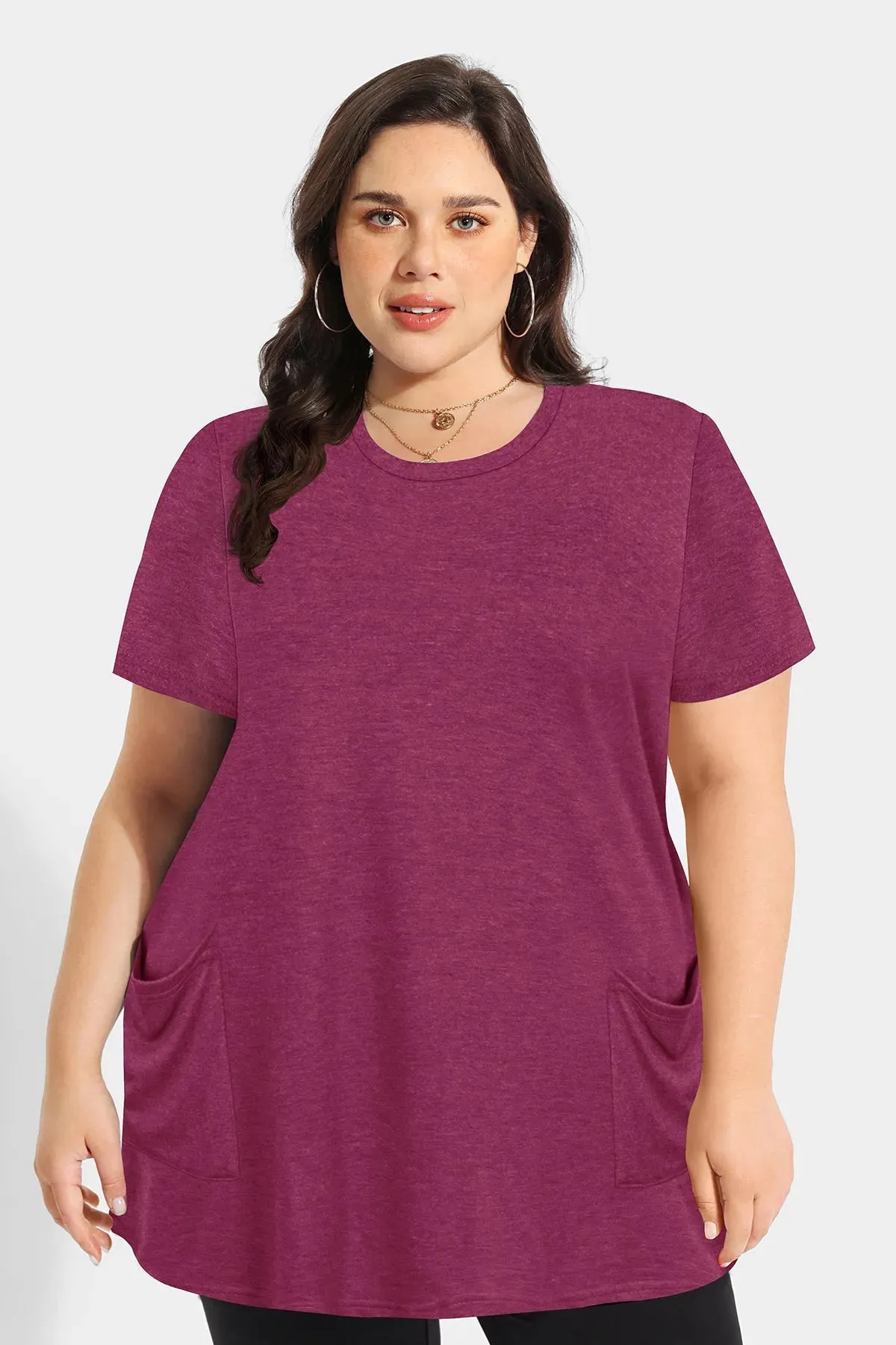 Essential Solid Loose Tunic Pockets T-Shirt