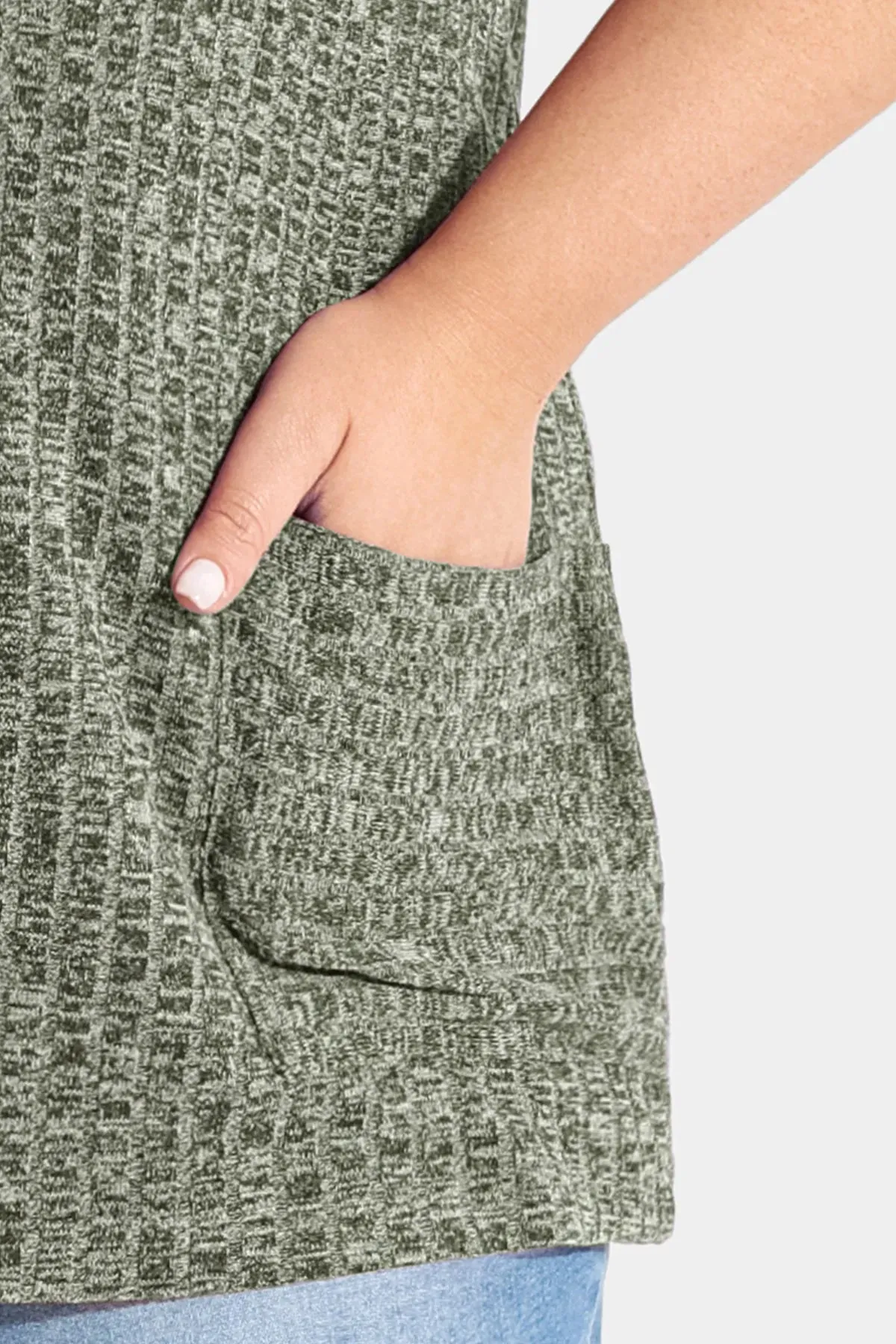 Essential Texture Crew Neck Pockets Tunic T-Shirt