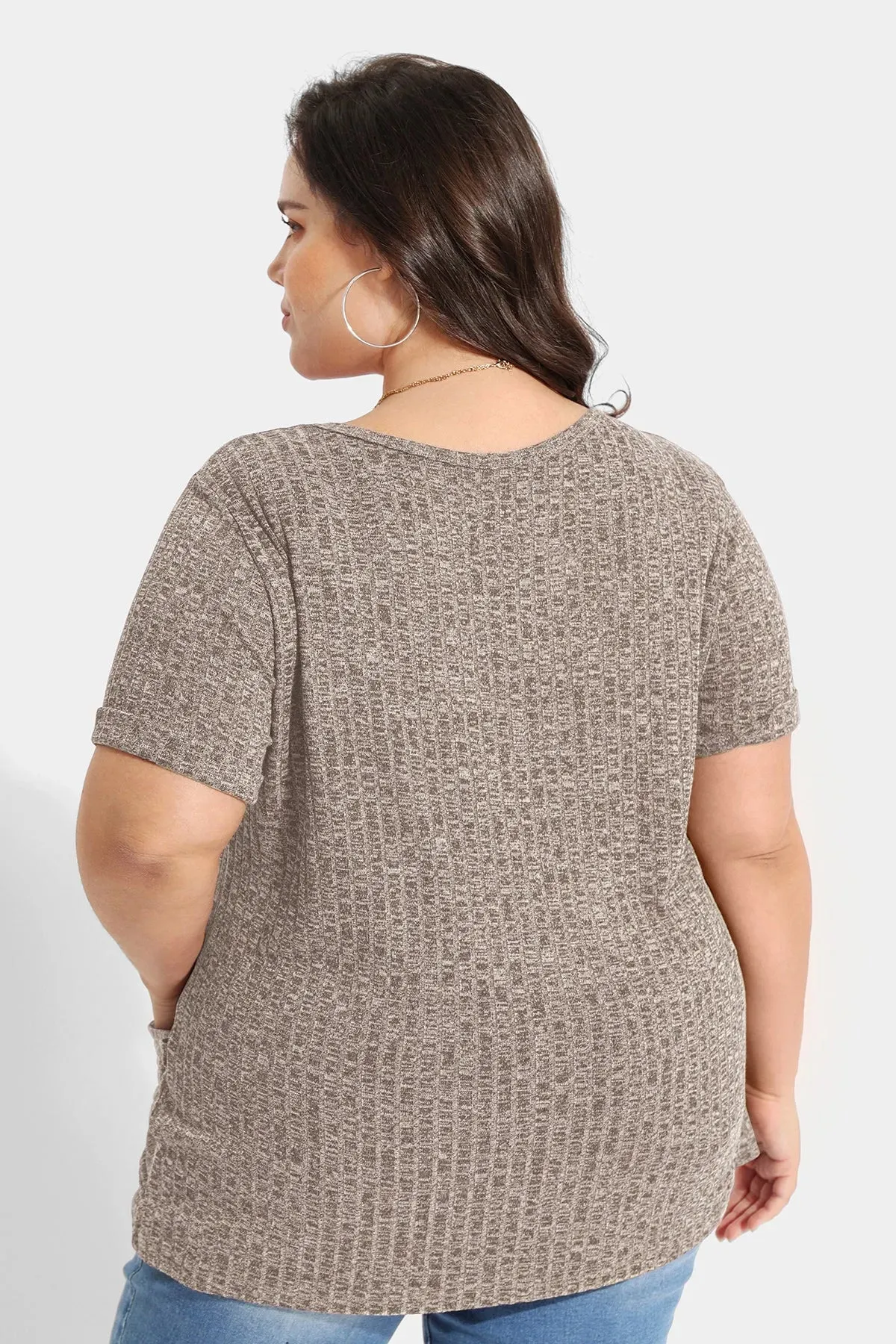 Essential Texture Crew Neck Pockets Tunic T-Shirt