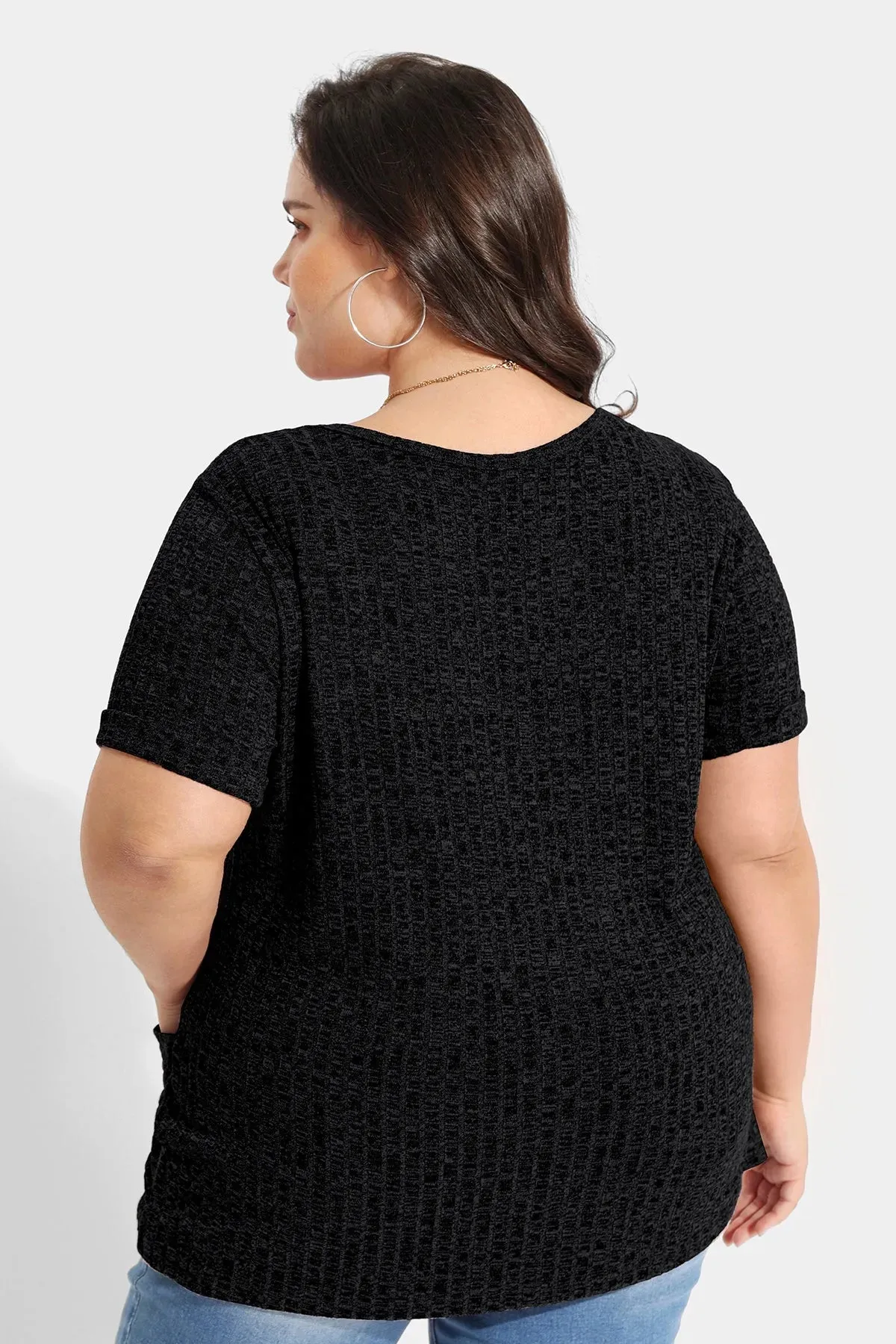 Essential Texture Crew Neck Pockets Tunic T-Shirt