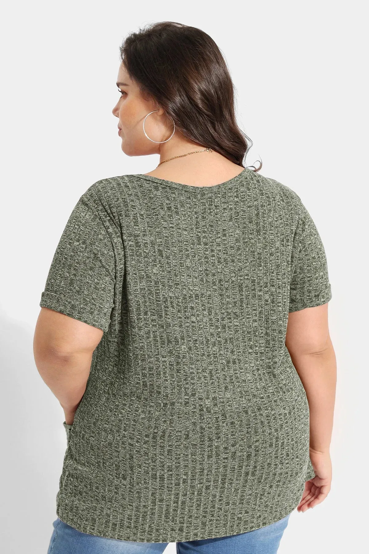 Essential Texture Crew Neck Pockets Tunic T-Shirt