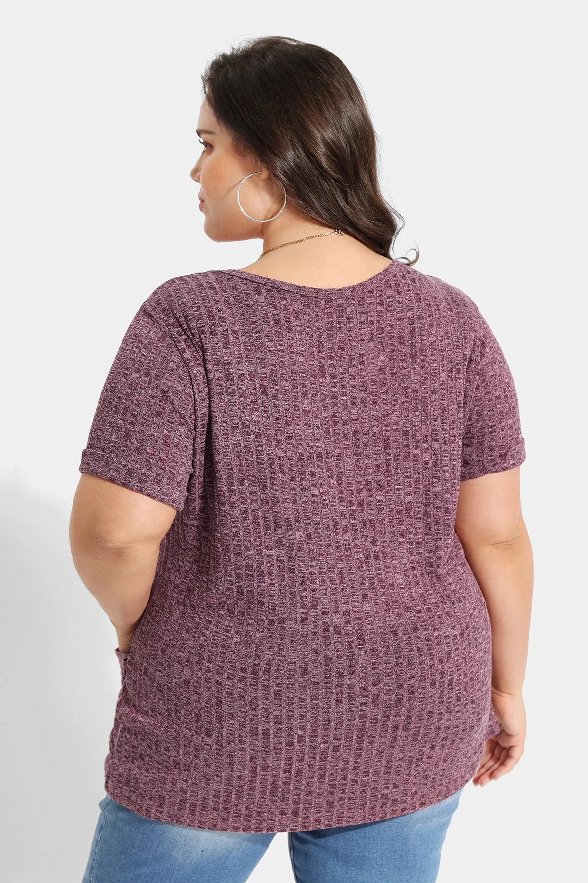 Essential Texture Crew Neck Pockets Tunic T-Shirt