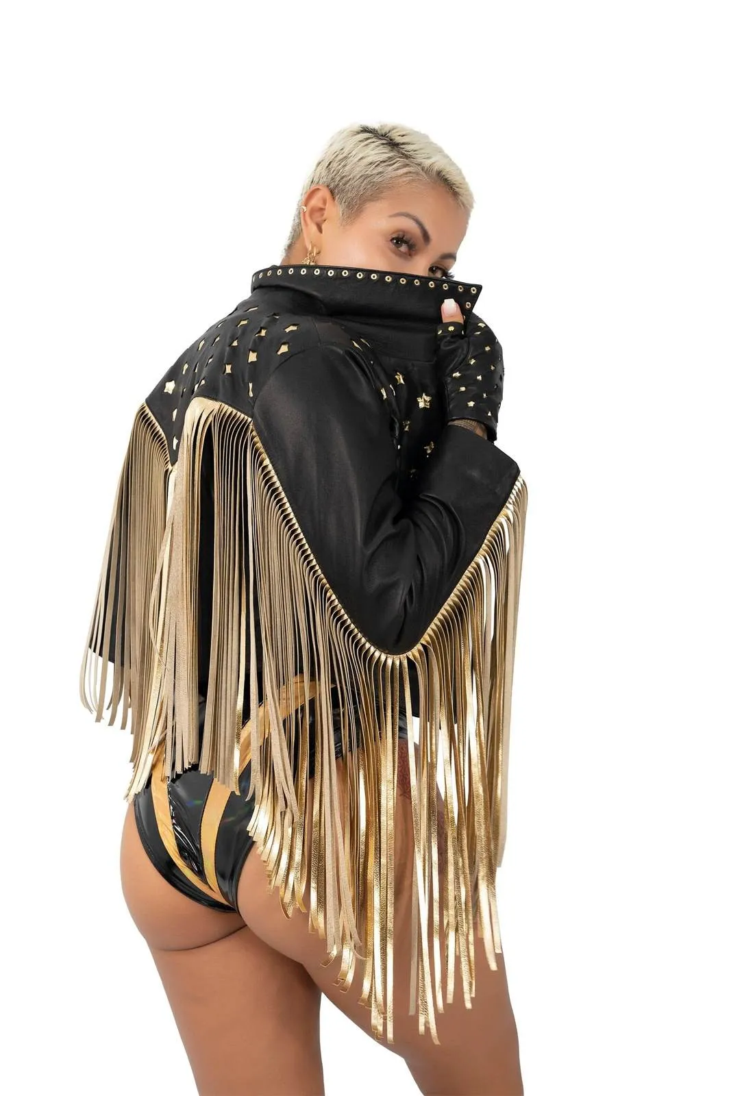 Estrela Crop Leather Tassel Jacket