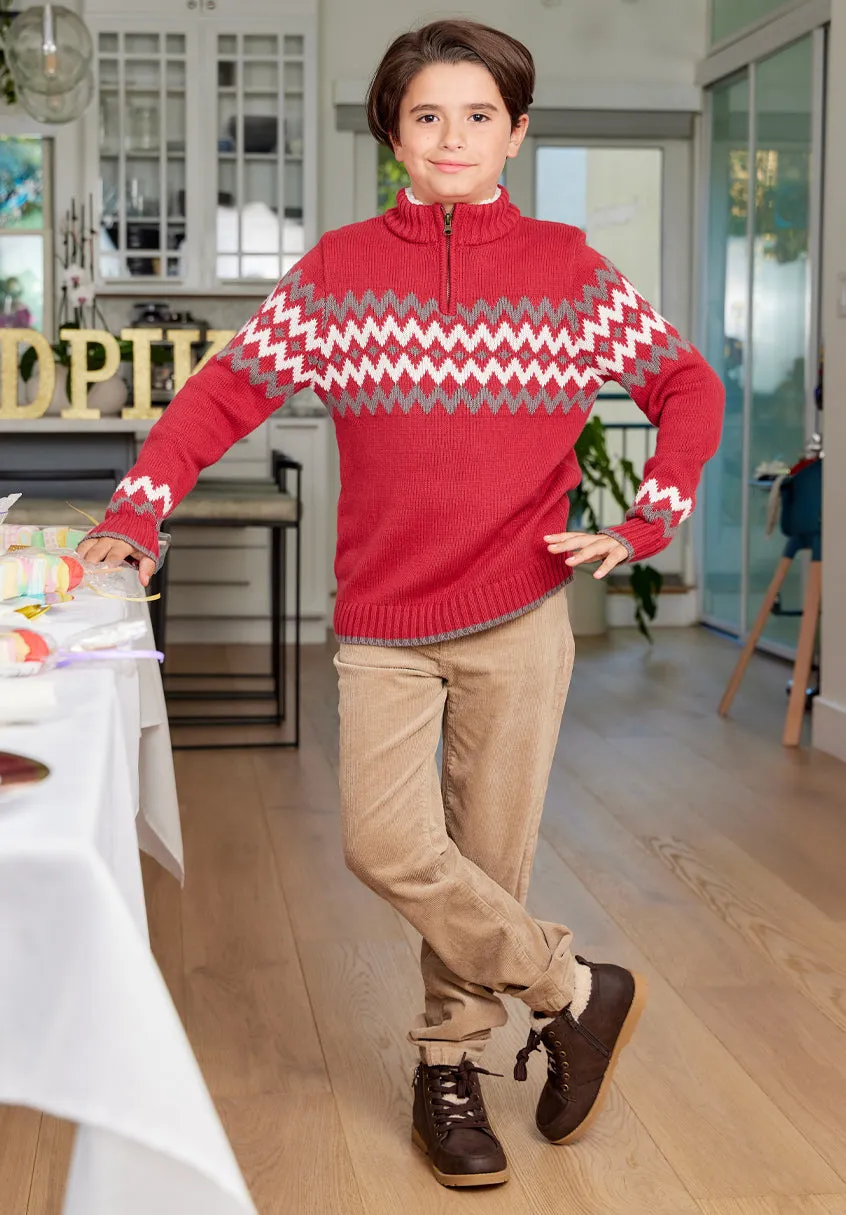 Fairisle Zip Neck Sweater