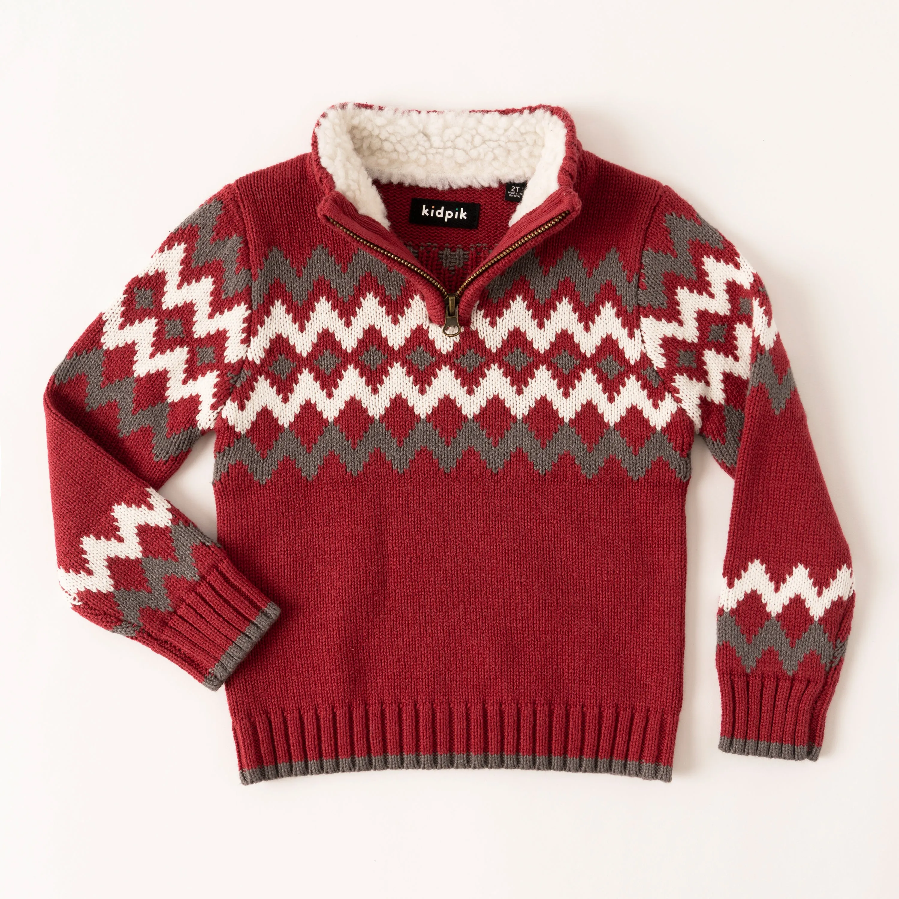 Fairisle Zip Neck Sweater