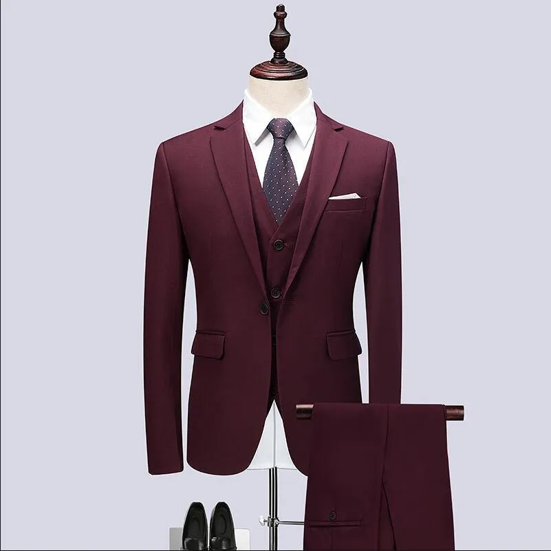 Fashion Men's Latest Coat Pant Designs Casual Business Suit 3 Pieces Set /Men's Suits Blazers Trousers Pants Vest Waistcoat