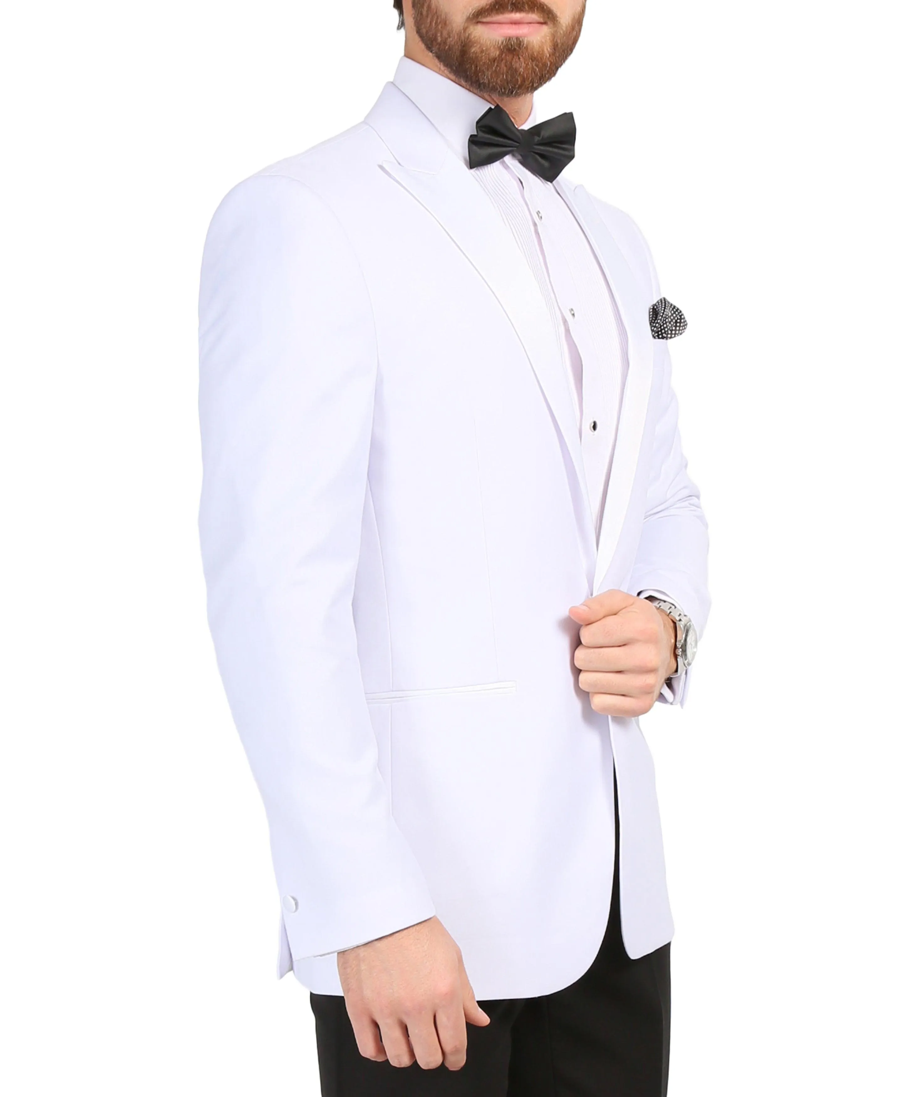 Ferrecci Men's Aura White Slim Fit Peak Lapel Tuxedo Dinner Jacket