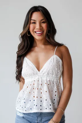 FINAL SALE - Breezy Beloved White Eyelet Tank