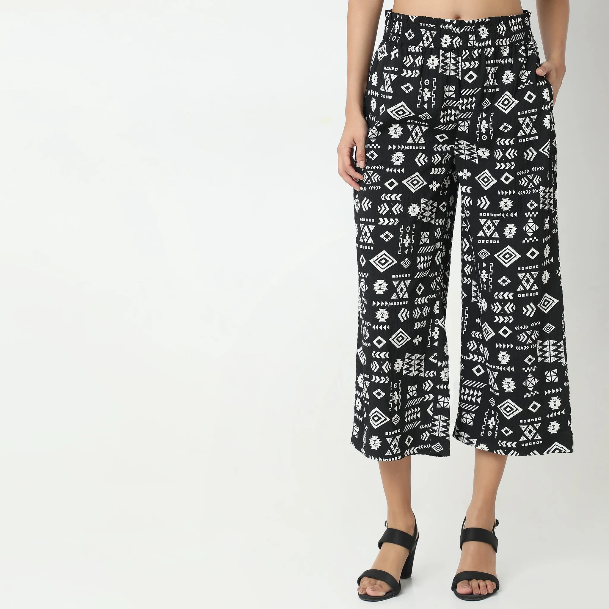 Flare Fit Printed Mid Rise Culottes