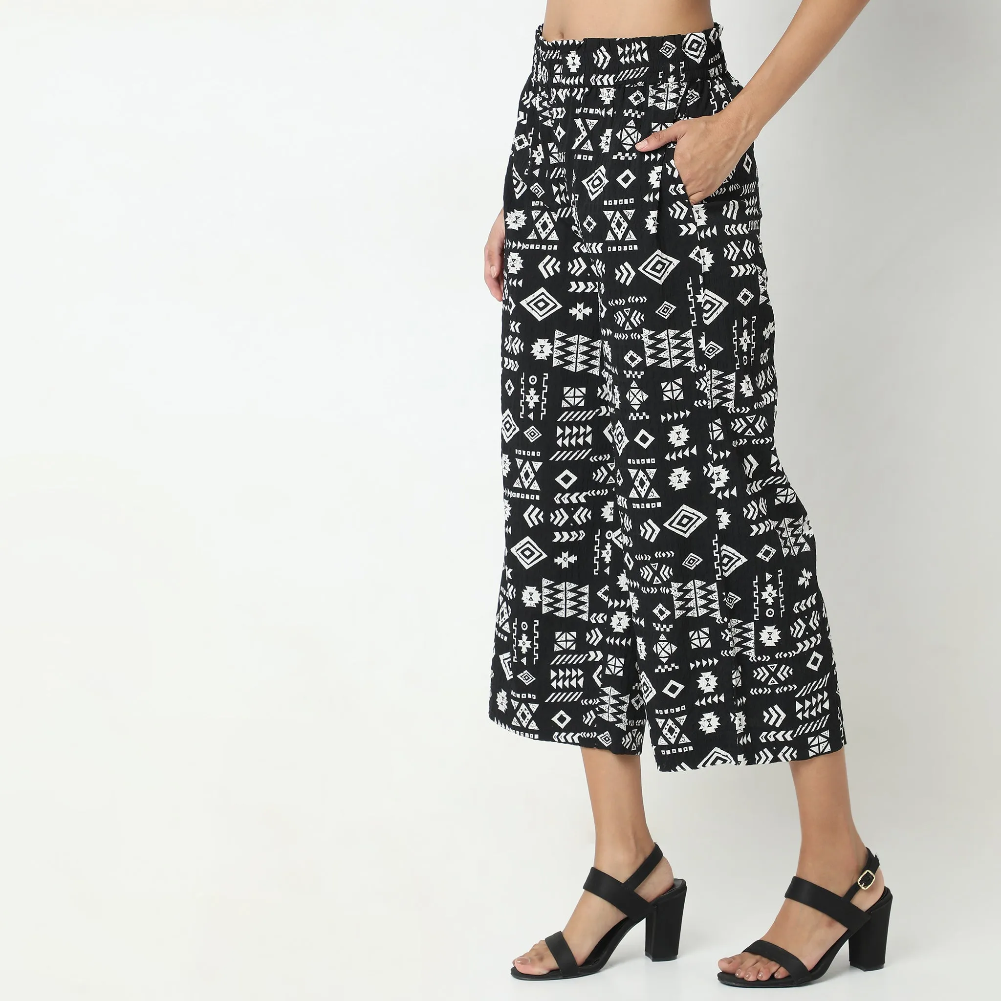 Flare Fit Printed Mid Rise Culottes