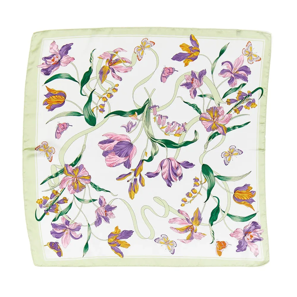 Floral Printed Silky Border Scarf Wrap