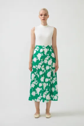 FLOWERED CREPE SKIRT