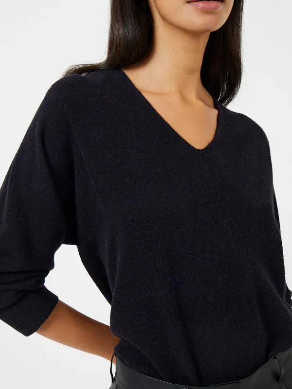 French Connection Ebba Vhari V Neck Jumper-Utility Blue-78KZI