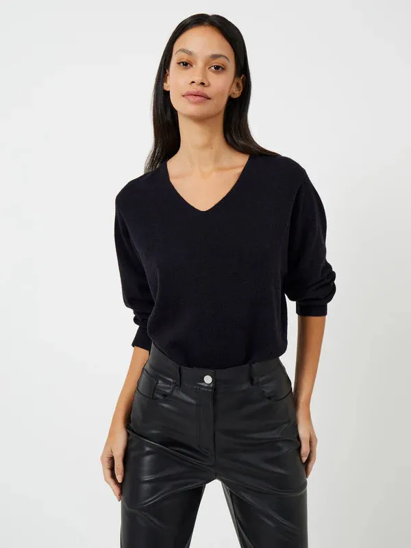 French Connection Ebba Vhari V Neck Jumper-Utility Blue-78KZI