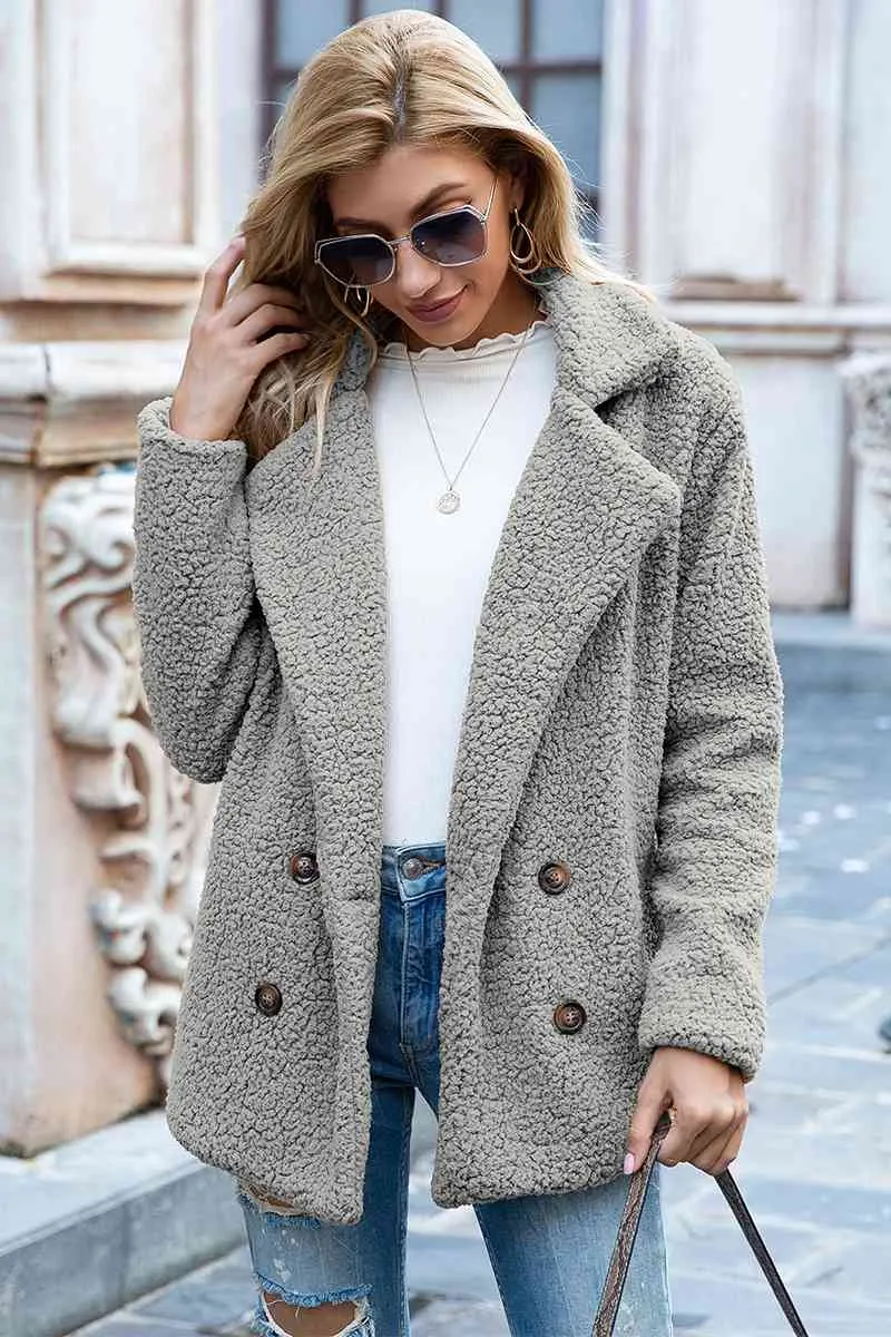 Full Size Lapel Collar Sherpa Coat (BFD) T