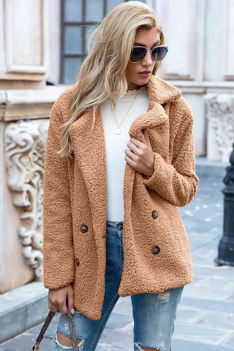 Full Size Lapel Collar Sherpa Coat (BFD) T