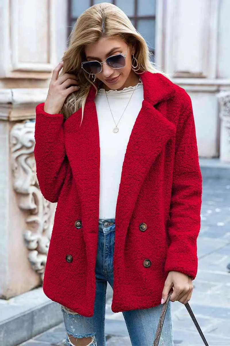 Full Size Lapel Collar Sherpa Coat (BFD) T