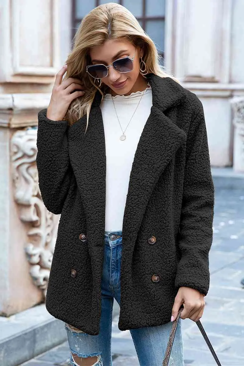 Full Size Lapel Collar Sherpa Coat (BFD) T